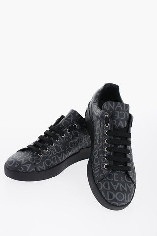 Low-Top Sneakers With Allover Jacquard Logo