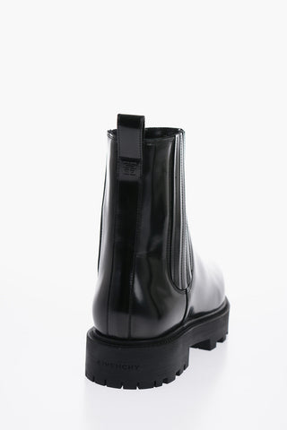 Brushed Leather Cheslea Boots With Tank Sole