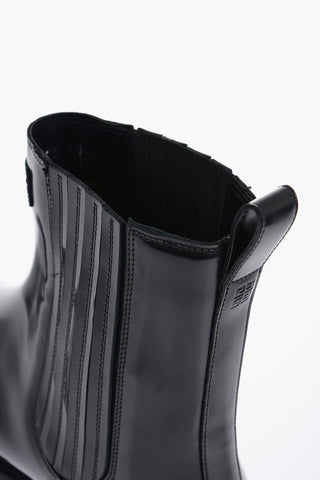 Brushed Leather Cheslea Boots With Tank Sole