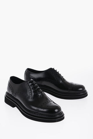 Leather Oxford Shoes With Brogues Details