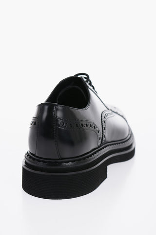 Leather Oxford Shoes With Brogues Details