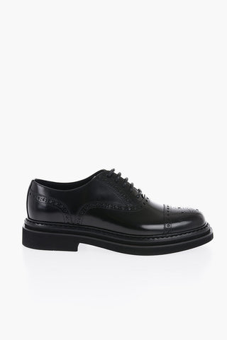 Leather Oxford Shoes With Brogues Details
