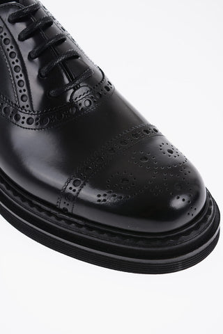 Leather Oxford Shoes With Brogues Details
