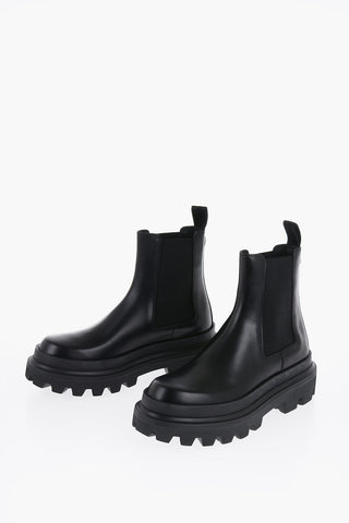 Leather Chelsea Boots With Tank Soles
