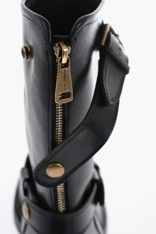 Zipped Closure Leather Boots With Buckles