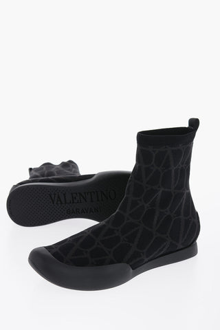 High-Top Sneakers With Monogram Jacquard Logo