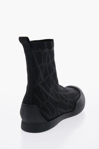 High-Top Sneakers With Monogram Jacquard Logo