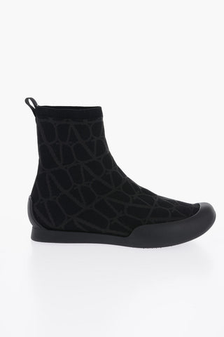 High-Top Sneakers With Monogram Jacquard Logo