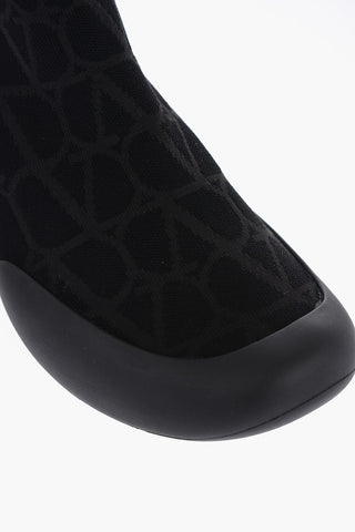 High-Top Sneakers With Monogram Jacquard Logo