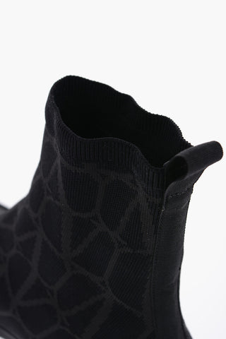 High-Top Sneakers With Monogram Jacquard Logo