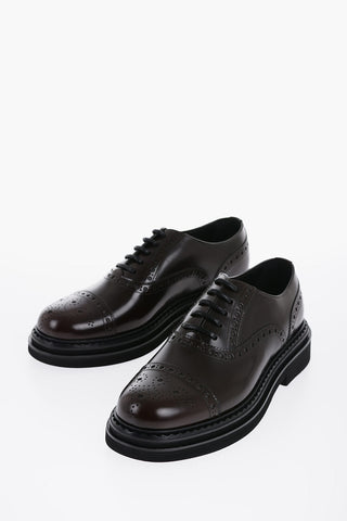 Leather Oxford Shoes With Brogues Details