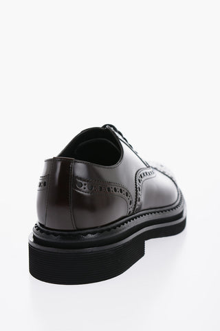 Leather Oxford Shoes With Brogues Details