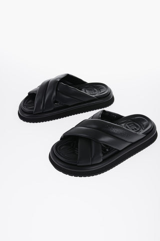Vegan Leather Criss Cross Slides
