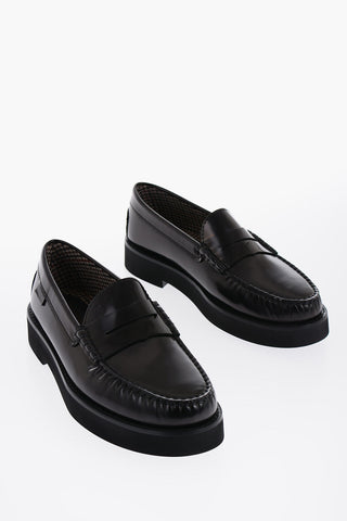 Brushed Leather Penny Loafers