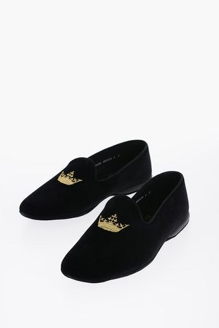 Embroidered TRITON CROWN Velour Loafers