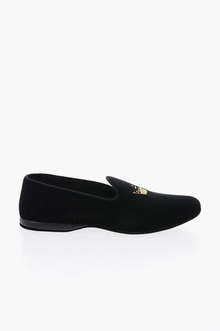 Embroidered TRITON CROWN Velour Loafers