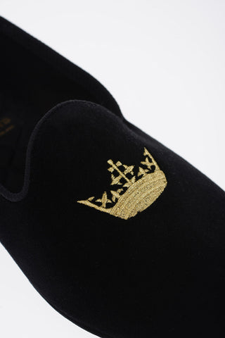 Embroidered TRITON CROWN Velour Loafers