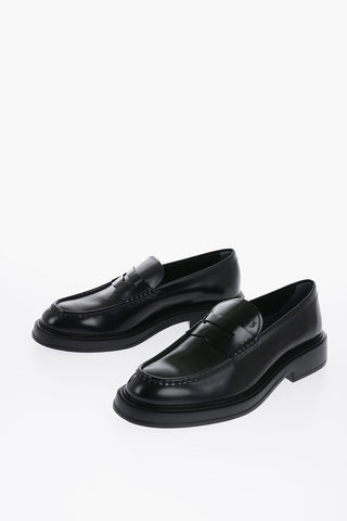 Brushed Leather Penny Loafers