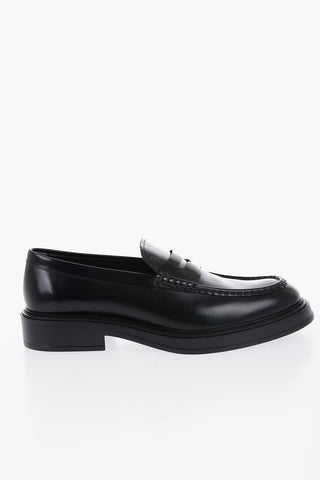 Brushed Leather Penny Loafers