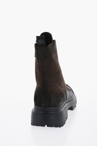 Suede Leather Boots With Tank Sole