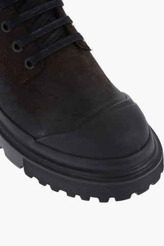 Suede Leather Boots With Tank Sole