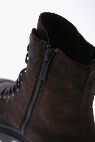 Suede Leather Boots With Tank Sole
