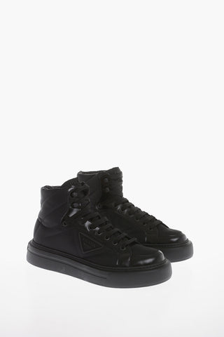 High-Top Sneakers With leather Details