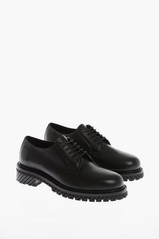 Leather MILITARY Derby Shoes With Embossed Soles