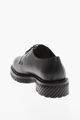 Leather MILITARY Derby Shoes With Embossed Soles