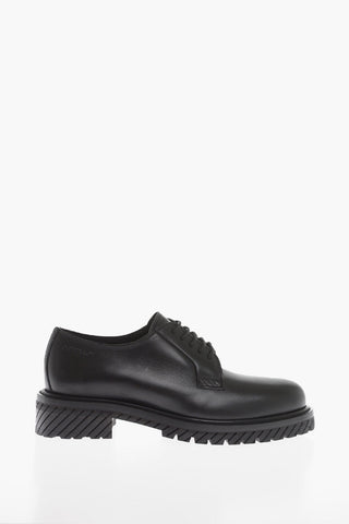 Leather MILITARY Derby Shoes With Embossed Soles
