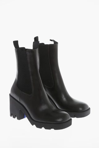 Leather Chelsea Booties with Rubber Sole 8cm