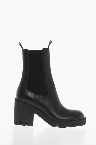 Leather Chelsea Booties with Rubber Sole 8cm