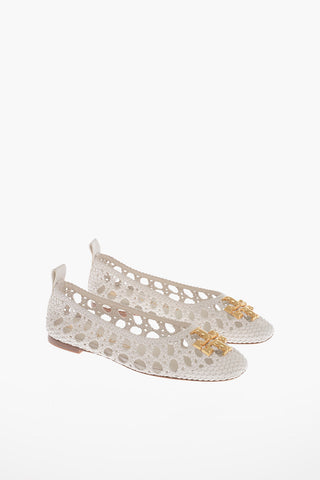 Braided Leather Ballerinas With Logo Details