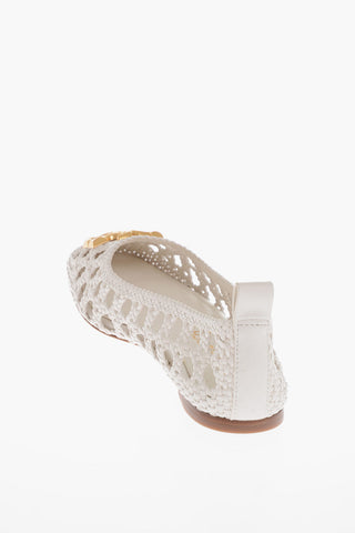 Braided Leather Ballerinas With Logo Details