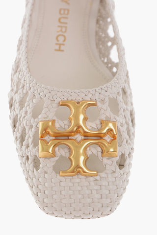 Braided Leather Ballerinas With Logo Details