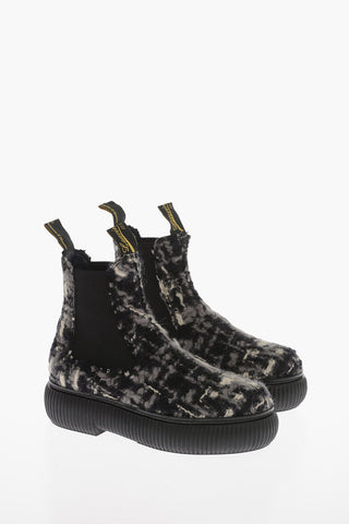 Wool Tweed ARPEGE Chelsea Boots with Platform Sole