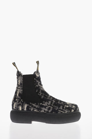 Wool Tweed ARPEGE Chelsea Boots with Platform Sole