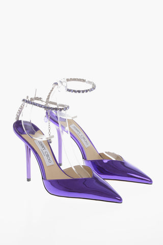 Slingbacks SAEDA in Vernice Lamè con Dettaglio Gioiello 10cm