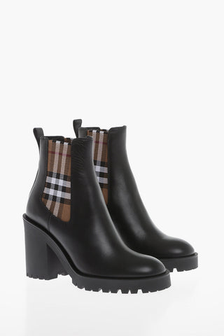 Stivaletti Chelsea in Pelle con Elastico Tartan 9cm