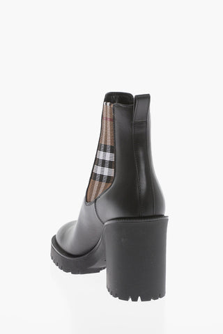 Leather Chelsea Booties with Tartan Elastic 9cm