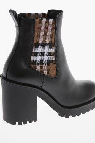 Leather Chelsea Booties with Tartan Elastic 9cm