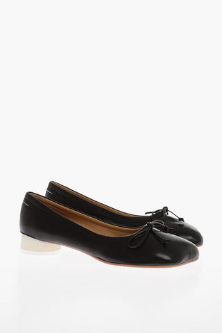 MM6 Solid Color Leather Ballet Flats