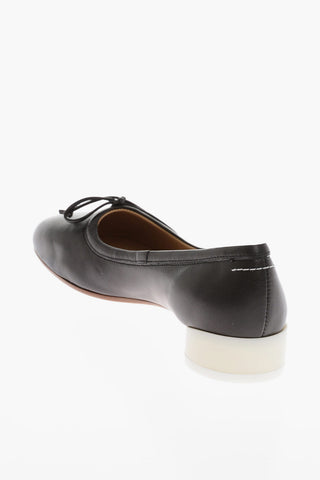 MM6 Solid Color Leather Ballet Flats