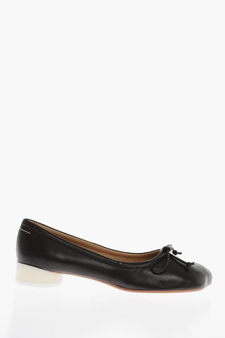MM6 Solid Color Leather Ballet Flats