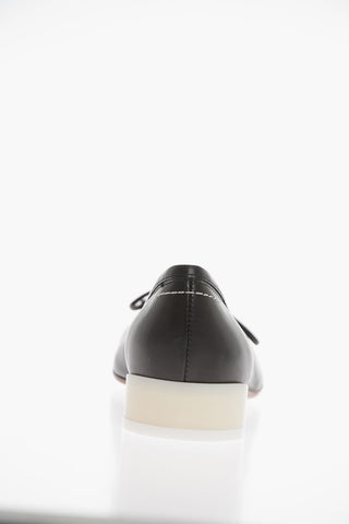 MM6 Solid Color Leather Ballet Flats