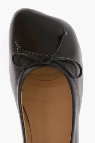 MM6 Solid Color Leather Ballet Flats