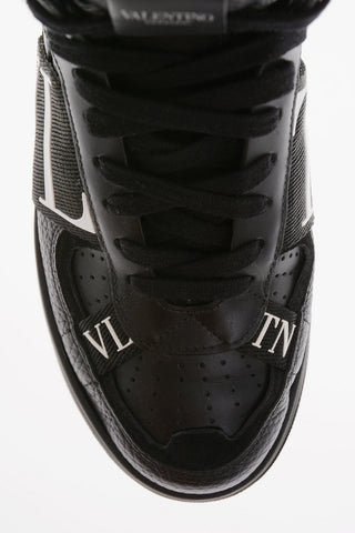 Hammered Leather High-Top Sneakers With Logoed Band