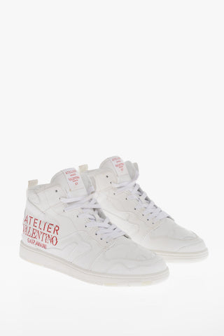 ATELIER Leather Mid-Top Sneakers With Logo Print