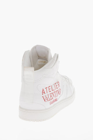 ATELIER Leather Mid-Top Sneakers With Logo Print