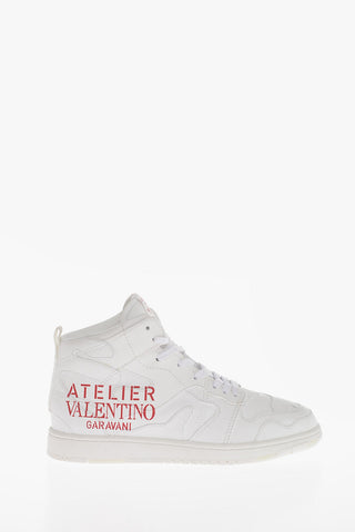 ATELIER Leather Mid-Top Sneakers With Logo Print